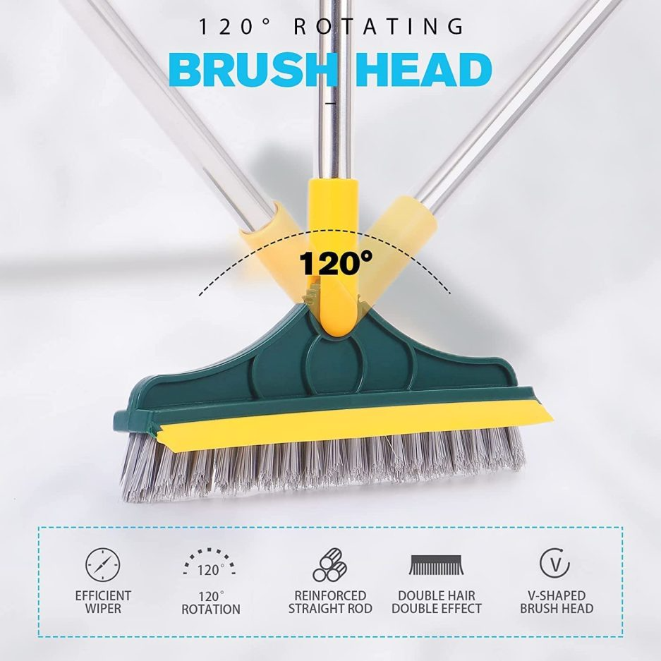 3-in-1 Long Handle Floor Scrub Brush – Multi-Purpose Spin Cleaning Tool